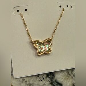 Kendra Scott Lillia Butterfly Pendant Necklace in gold tone dichroic glass NWT